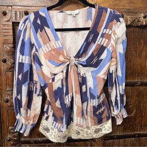 Ranna Gill for Anthropologie Printed Peasant Blouse – Size XS